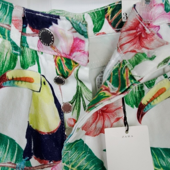 NWT zara mom style tropical bird  high rise Jeans - Picture 7 of 8